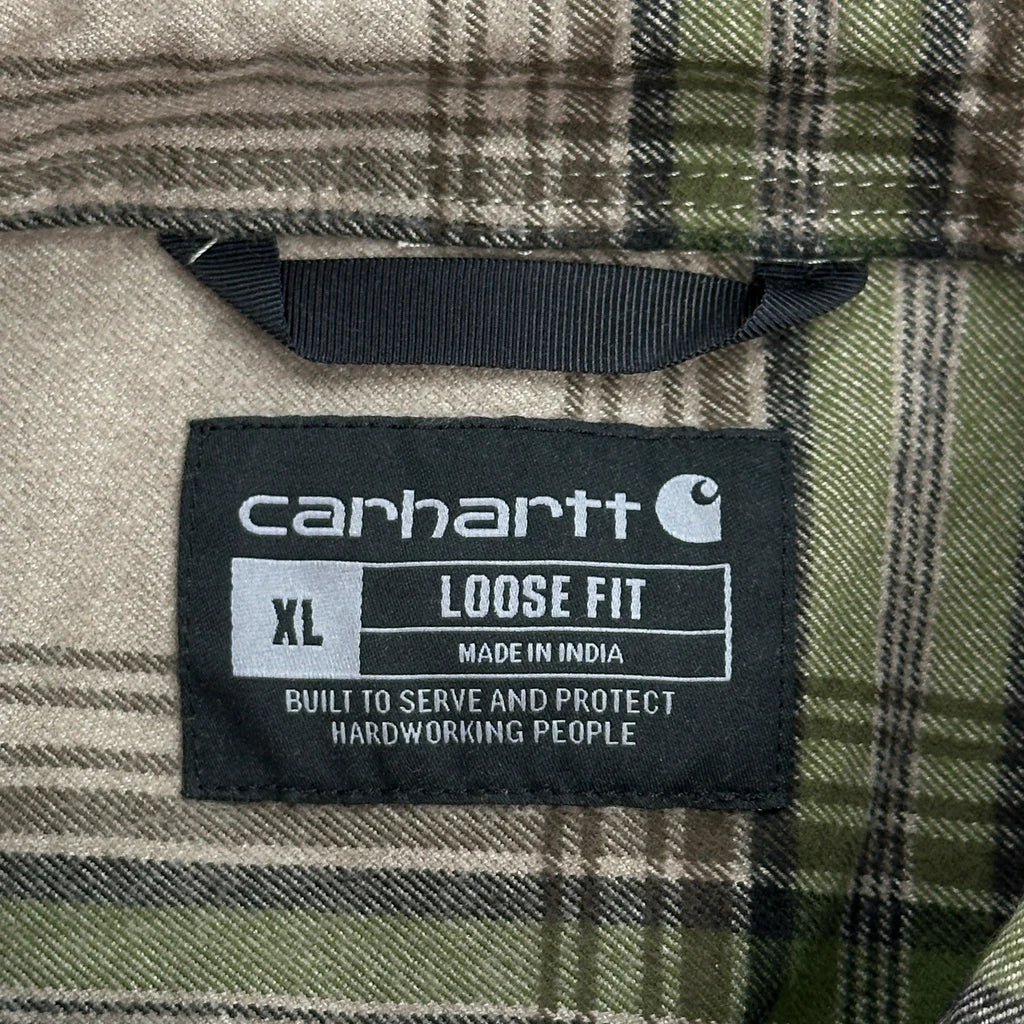 Carhartt Checked Flannel Shirt - XL Beige Cotton - Image 3