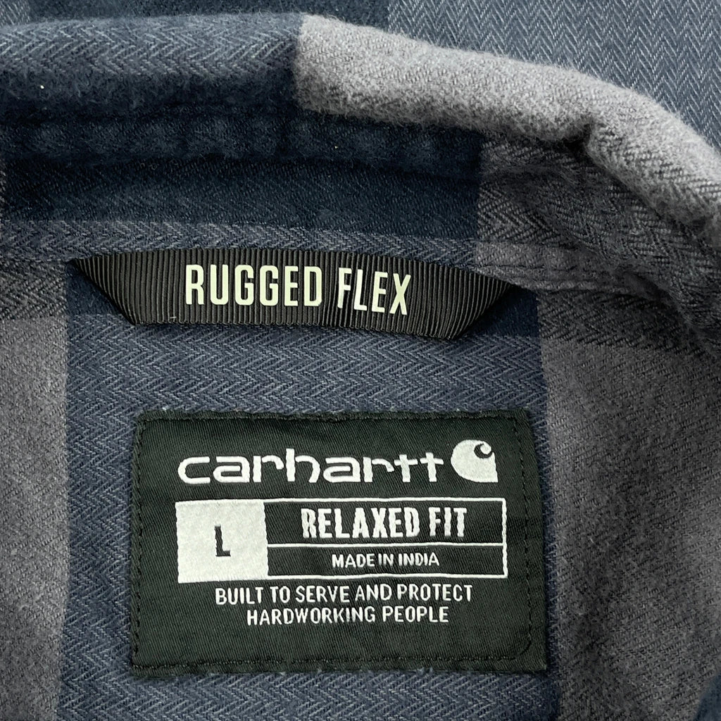 Carhartt Checked Flannel Shirt - Large Blue Cotton - Image 3