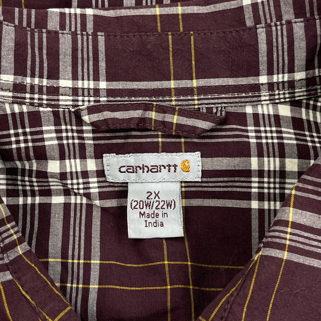 Carhartt Checked Flannel Shirt - 2XL Brown Cotton - Image 3