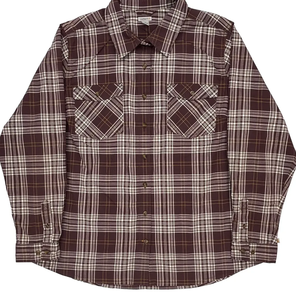 Carhartt Checked Flannel Shirt - 2XL Brown Cotton - Image 5