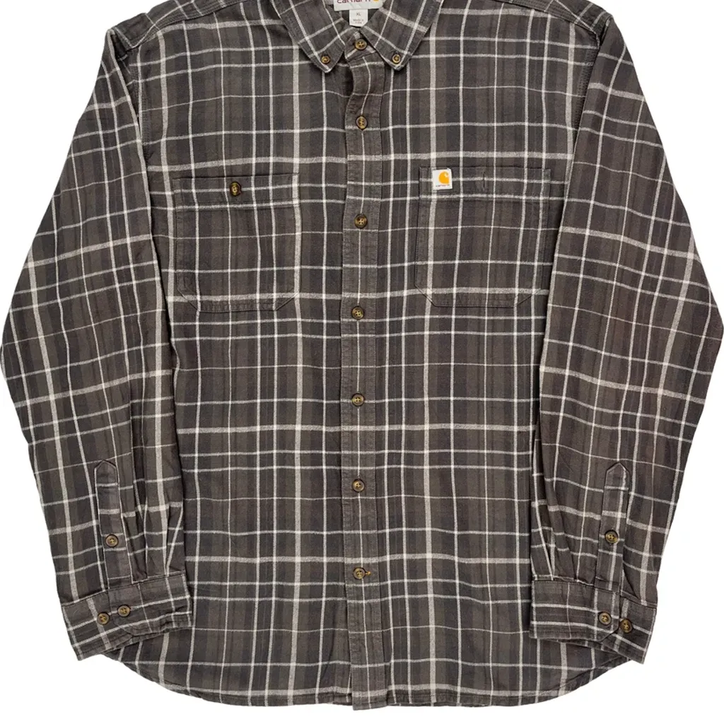 Carhartt Checked Flannel Shirt - XL Gray Cotton - Image 4