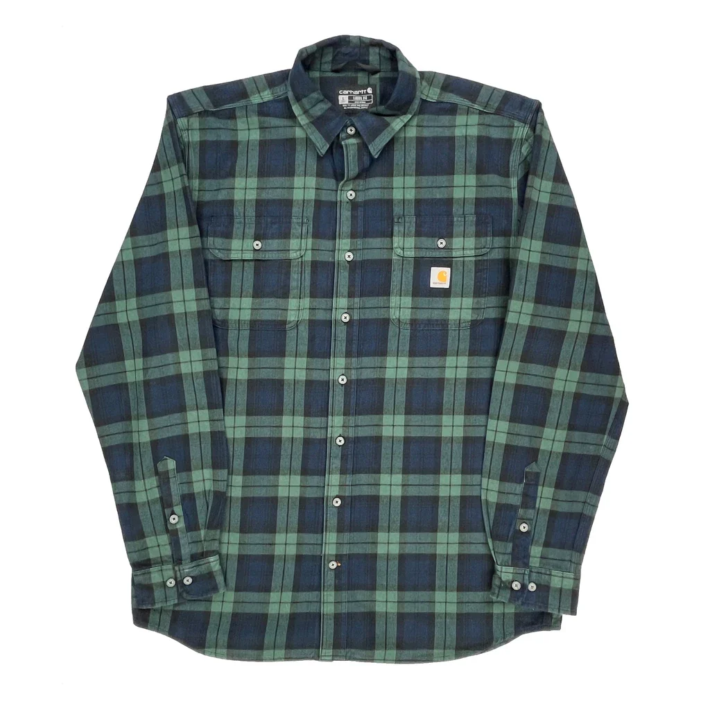 Carhartt Checked Flannel Shirt - Large Green Cotton