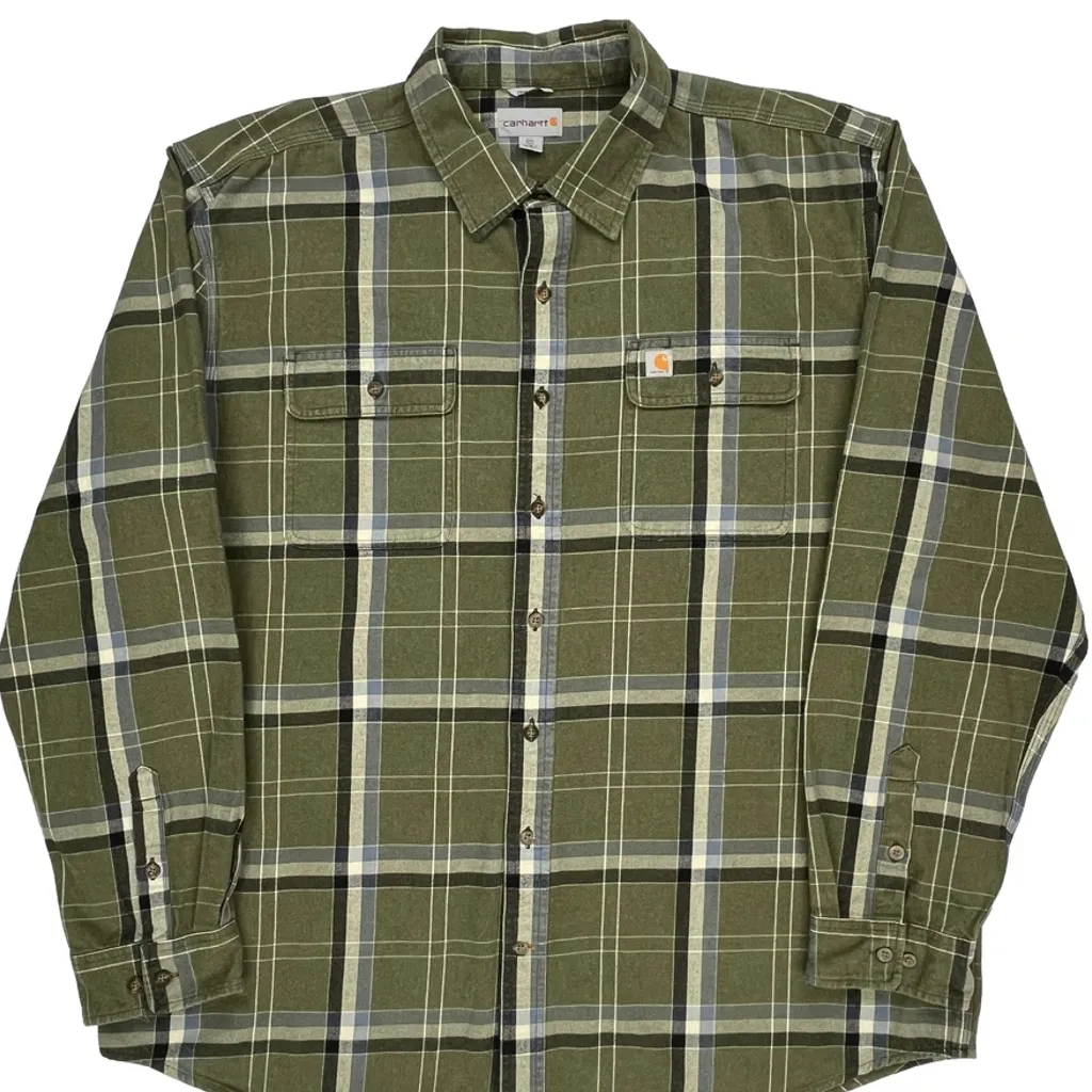 Carhartt Checked Flannel Shirt - 2XL Green Cotton - Image 4
