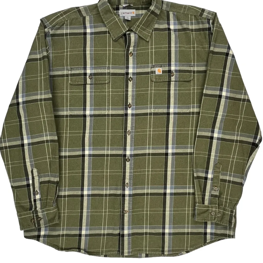 Carhartt Checked Flannel Shirt - 2XL Green Cotton - Image 5