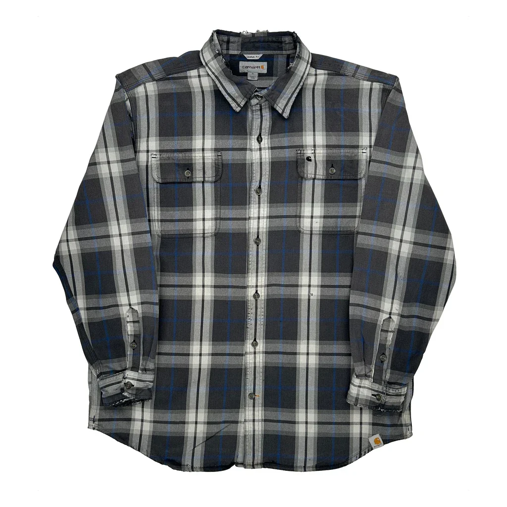 Carhartt Checked Flannel Shirt - XL Grey Cotton