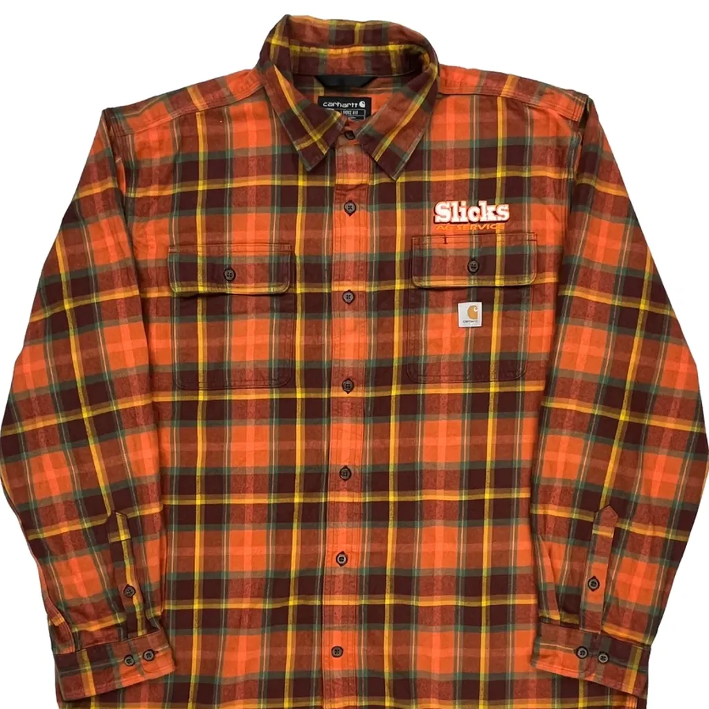 Carhartt Checked Flannel Shirt - XL Orange Cotton - Image 5
