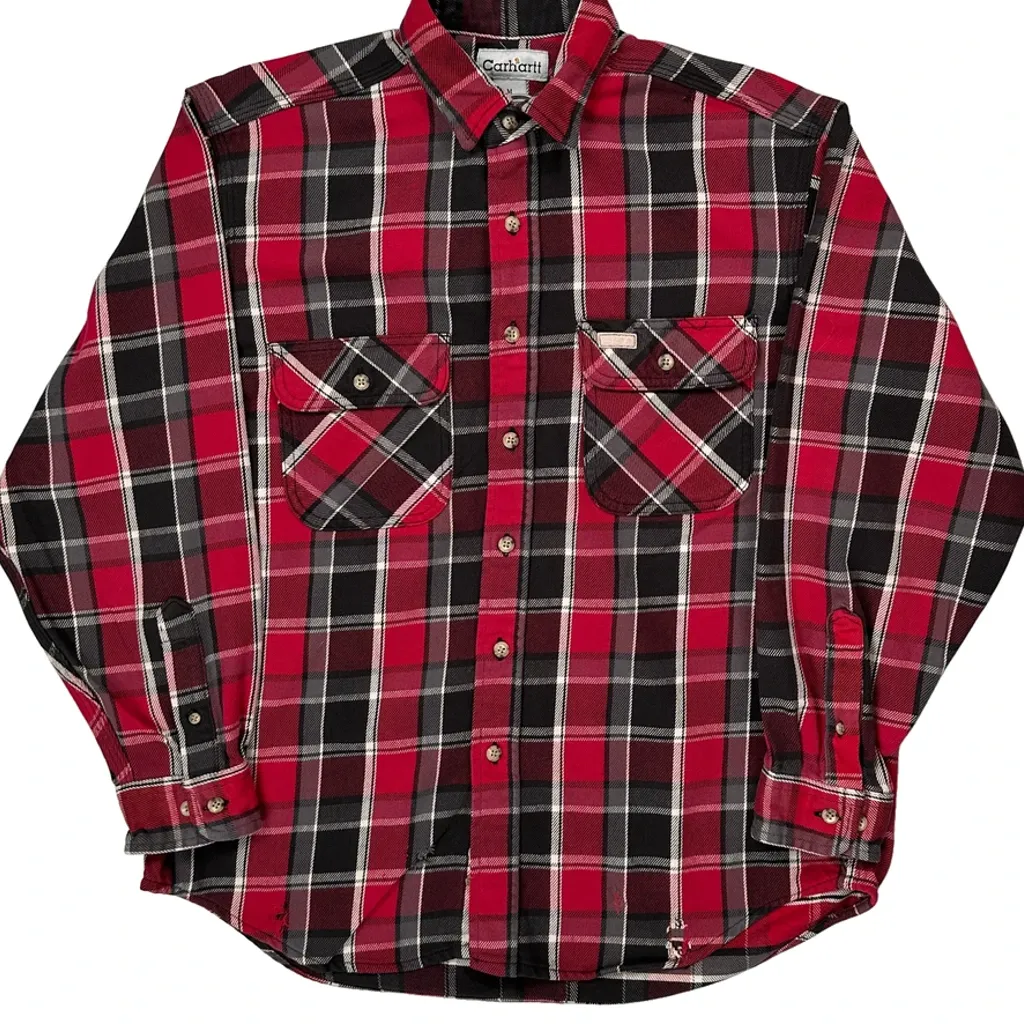 Carhartt Checked Flannel Shirt - Medium Red Cotton - Image 5