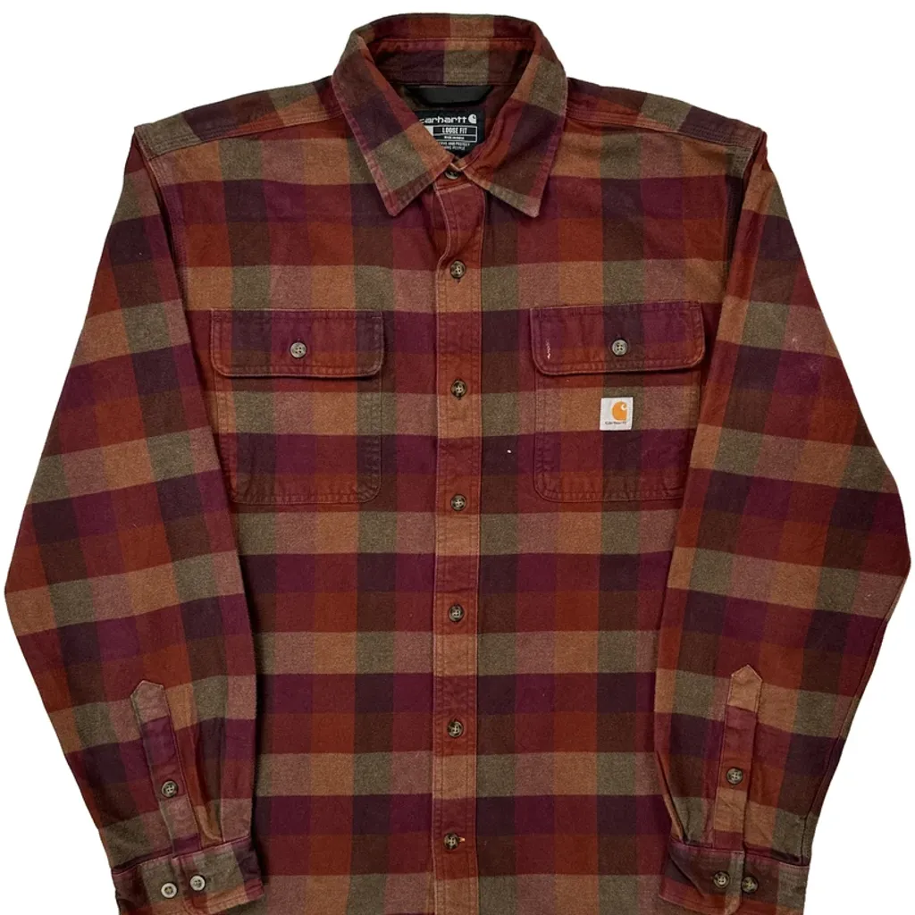 Carhartt Checked Flannel Shirt - Medium Red Cotton - Image 4