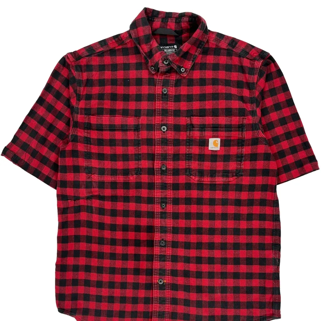 Carhartt Checked Flannel Shirt - Medium Red Cotton - Image 5
