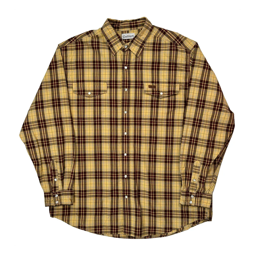 Carhartt Checked Flannel Shirt - XL Yellow Cotton