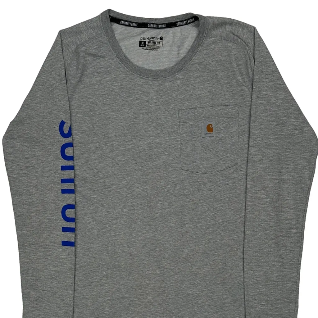Carhartt Force Carhartt Long Sleeve T-Shirt - Medium Grey Cotton - Image 4