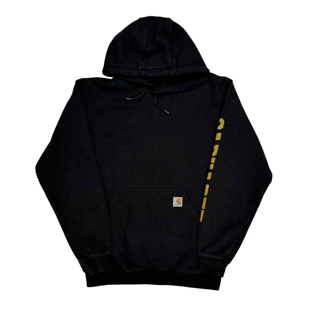 Carhartt Spellout Hoodie - Medium Black Cotton