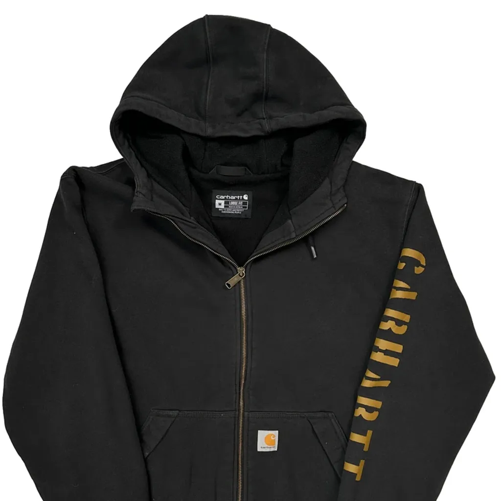 Carhartt Spellout Hoodie - Medium Black Cotton - Image 5