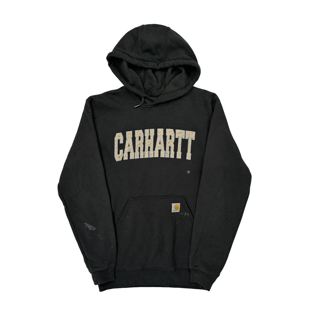 Carhartt Spellout Hoodie - Small Black Cotton