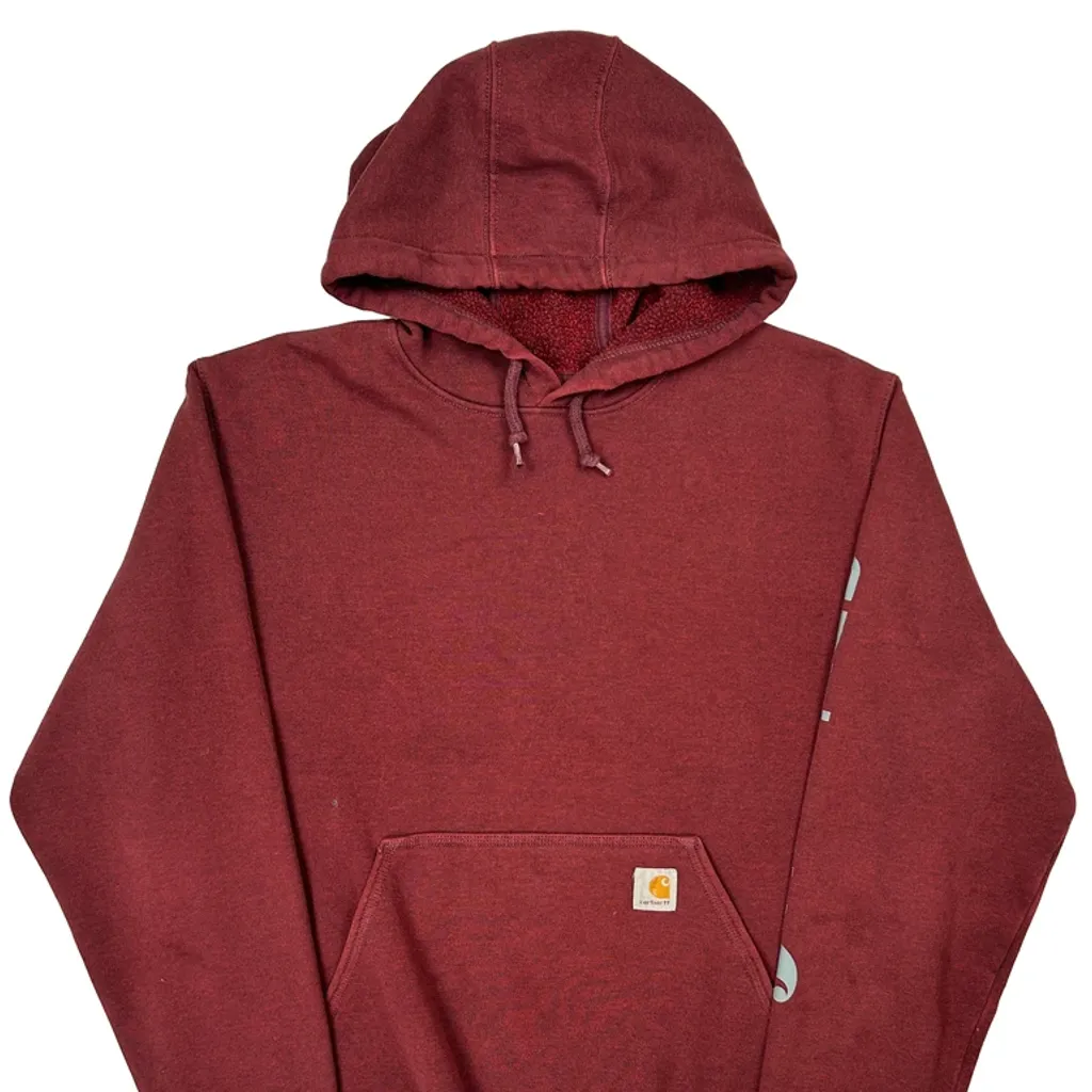 Carhartt Hoodie - Large Burgundy Cotton Blend - Image 5