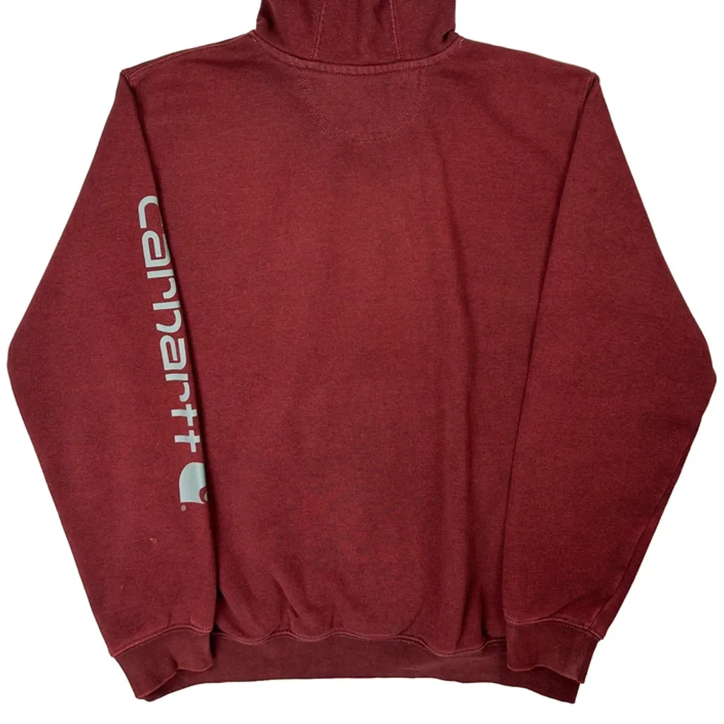 Carhartt Hoodie - Large Burgundy Cotton Blend - Image 7