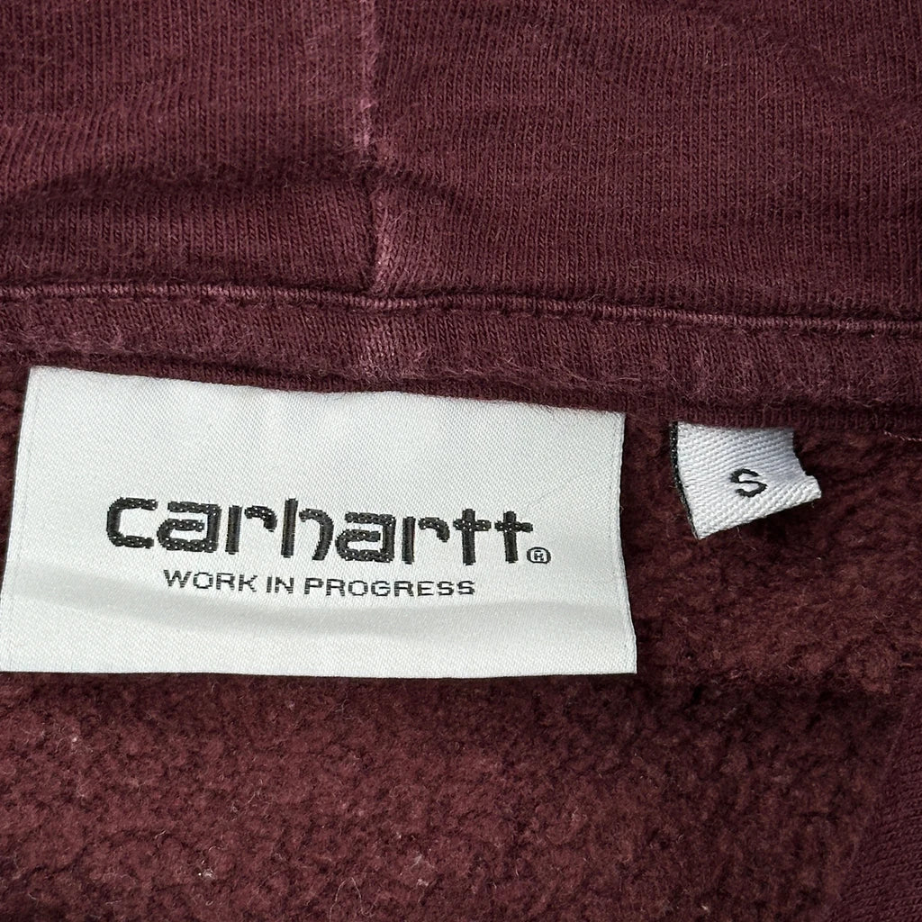Carhartt Spellout Hoodie - Small Burgundy Cotton - Image 3