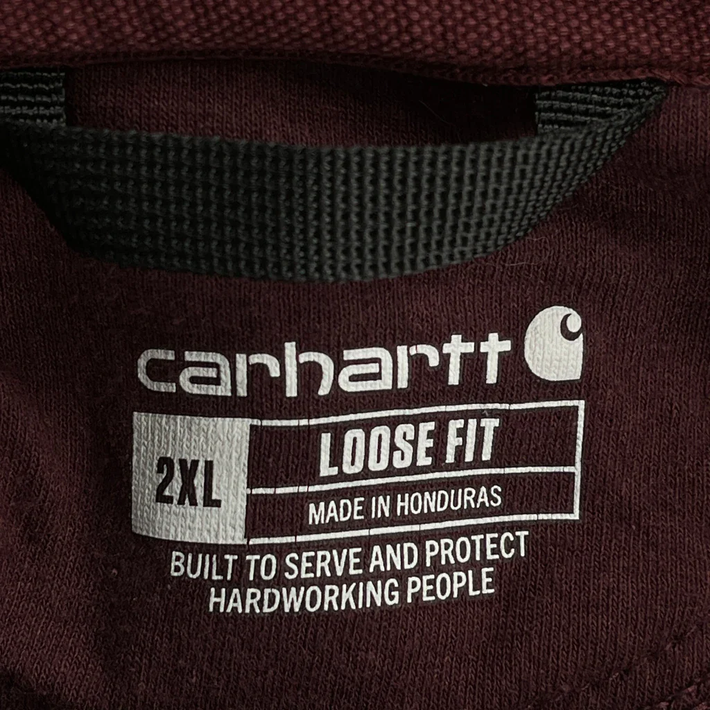 Carhartt Hoodie - 2XL Burgundy Cotton - Image 3