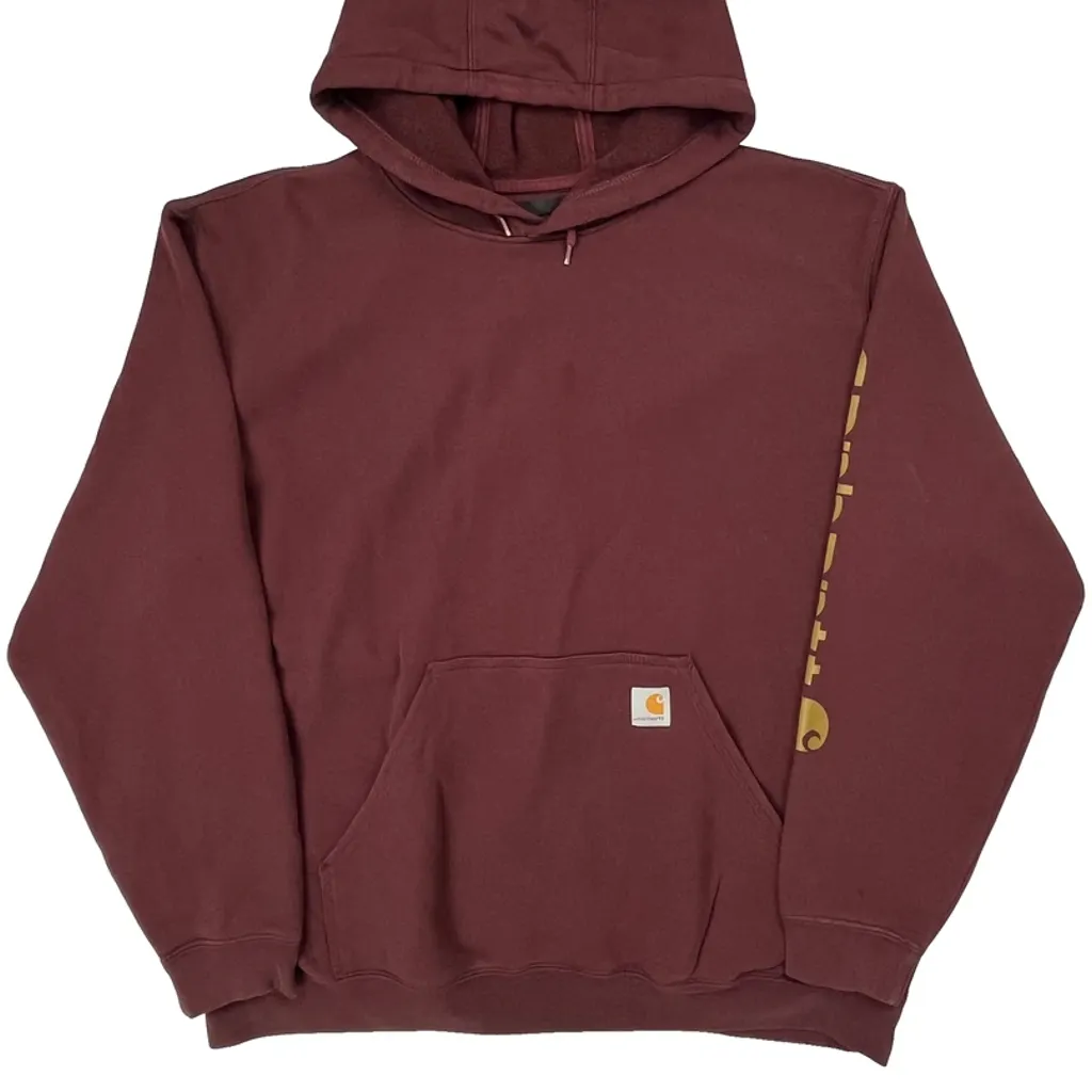 Carhartt Hoodie - 2XL Burgundy Cotton - Image 4