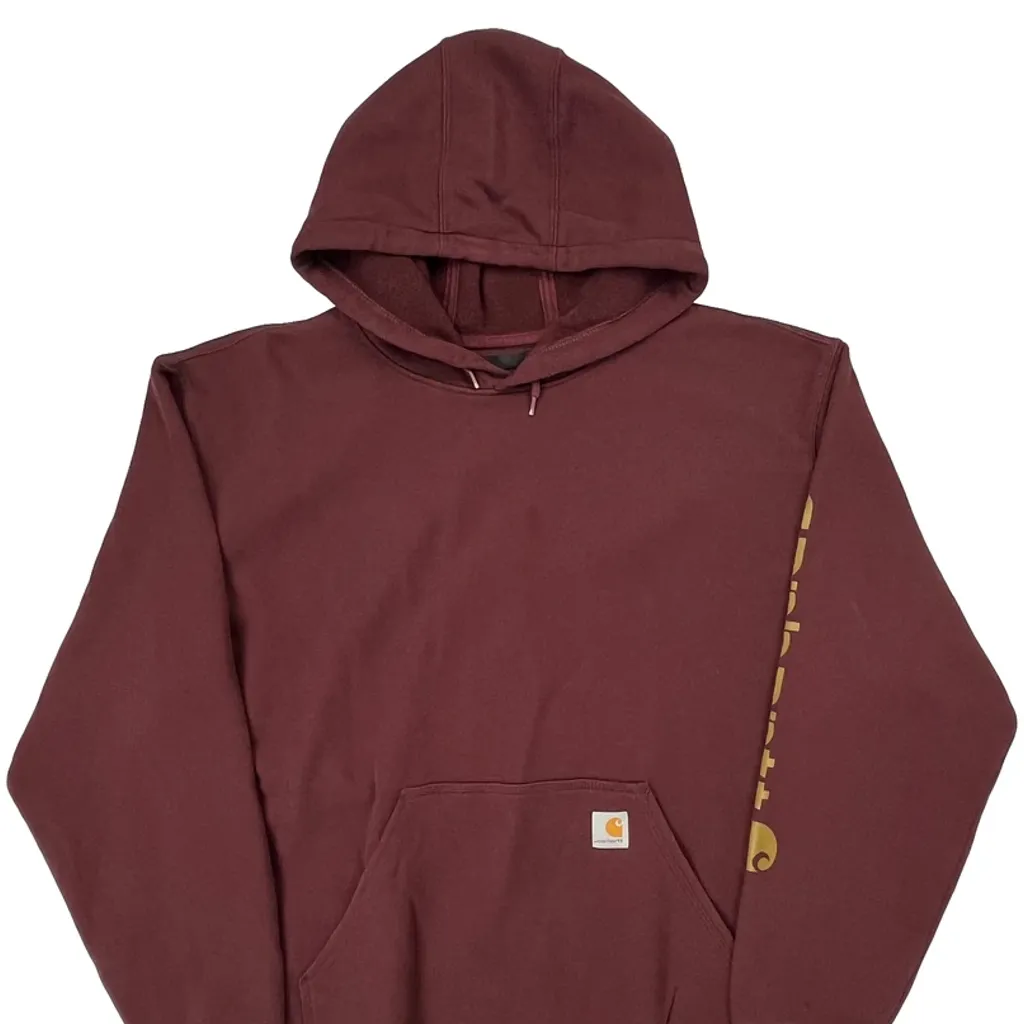 Carhartt Hoodie - 2XL Burgundy Cotton - Image 5