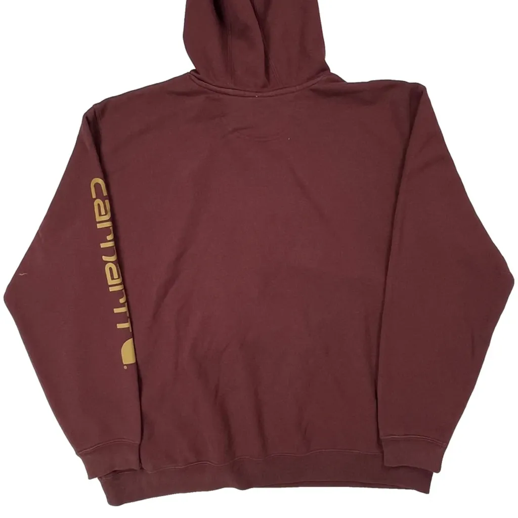 Carhartt Hoodie - 2XL Burgundy Cotton - Image 7