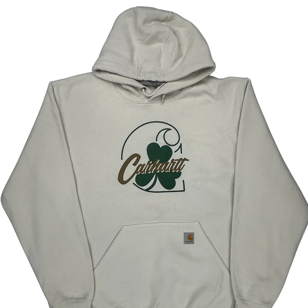 Carhartt Hoodie - XL Cream Cotton - Image 4