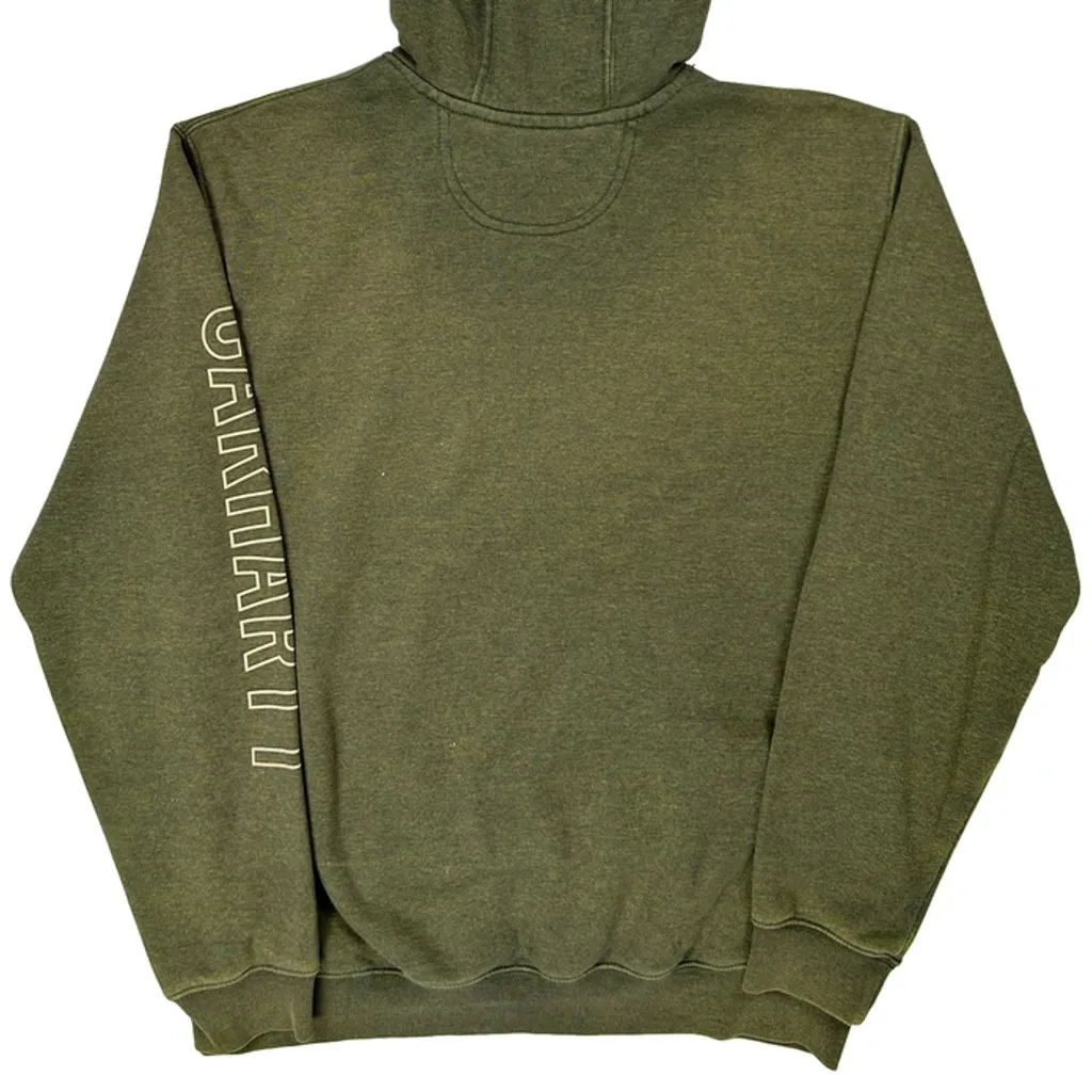 Carhartt Spellout Hoodie - Large Green Cotton Blend - Image 7