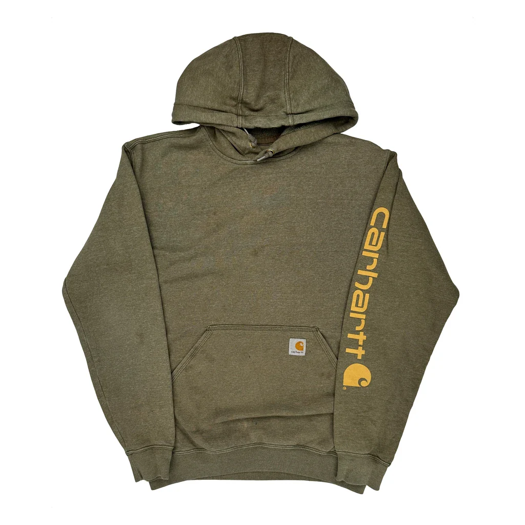 Carhartt Hoodie - Small Green Cotton Blend