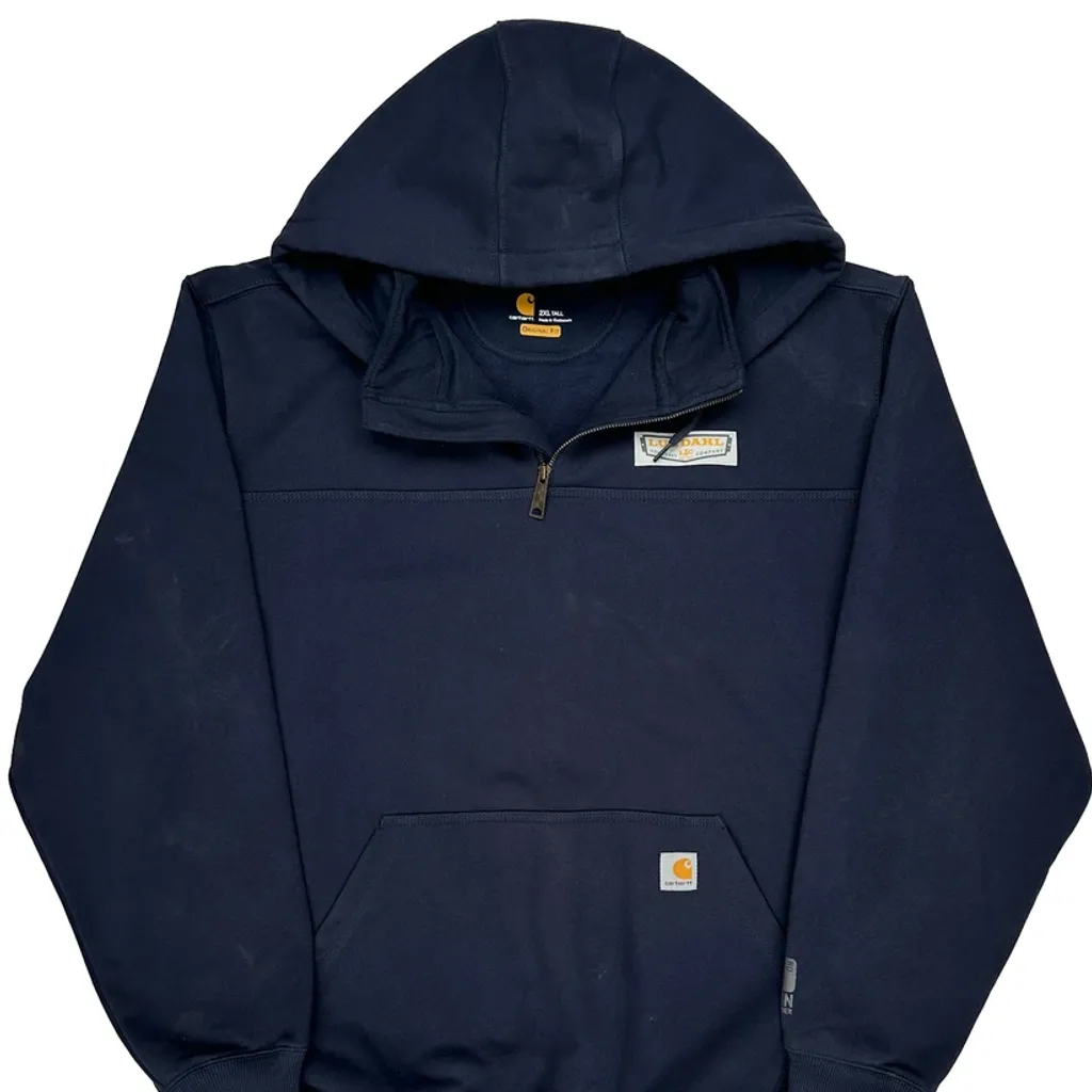 Carhartt Tall Hoodie - 2XL Navy Cotton - Image 4