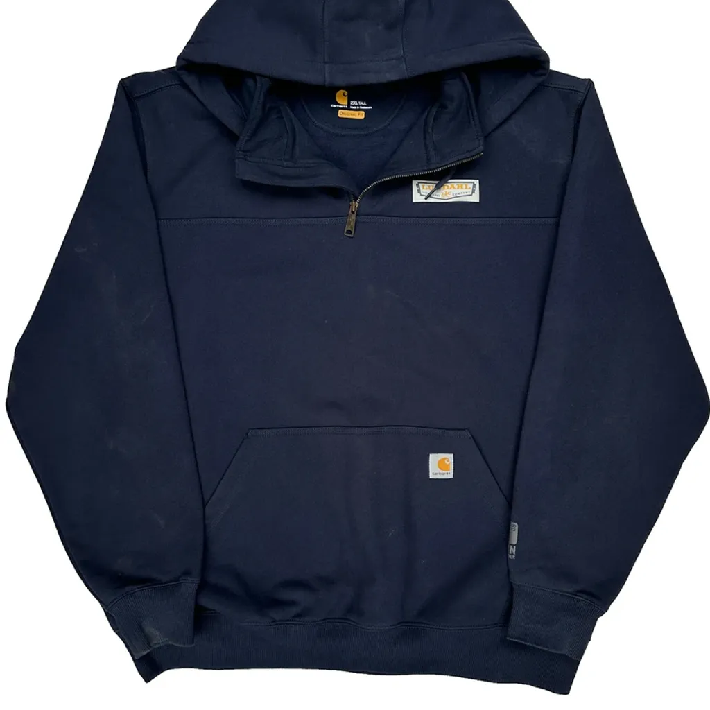 Carhartt Tall Hoodie - 2XL Navy Cotton - Image 5