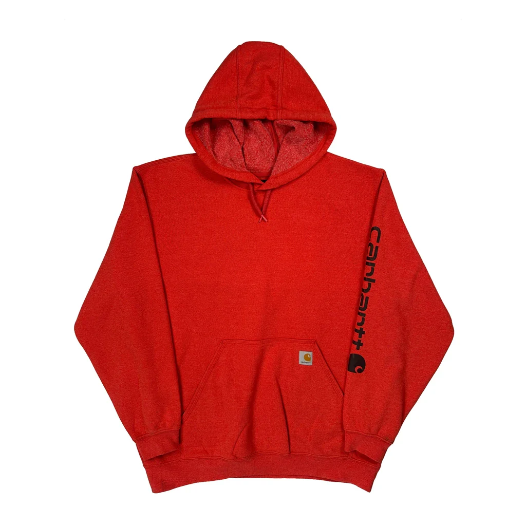 Carhartt Spellout Hoodie - XL Red Cotton