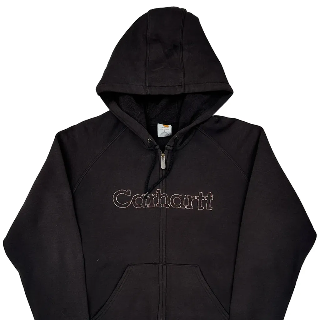 Carhartt Spellout Hoodie - Large Black Cotton Blend - Image 5