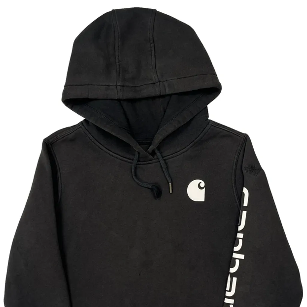 Carhartt Spellout Hoodie - Small Black Cotton - Image 4