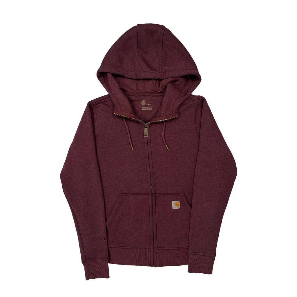 Carhartt Hoodie - XS Burgundy Cotton Blend