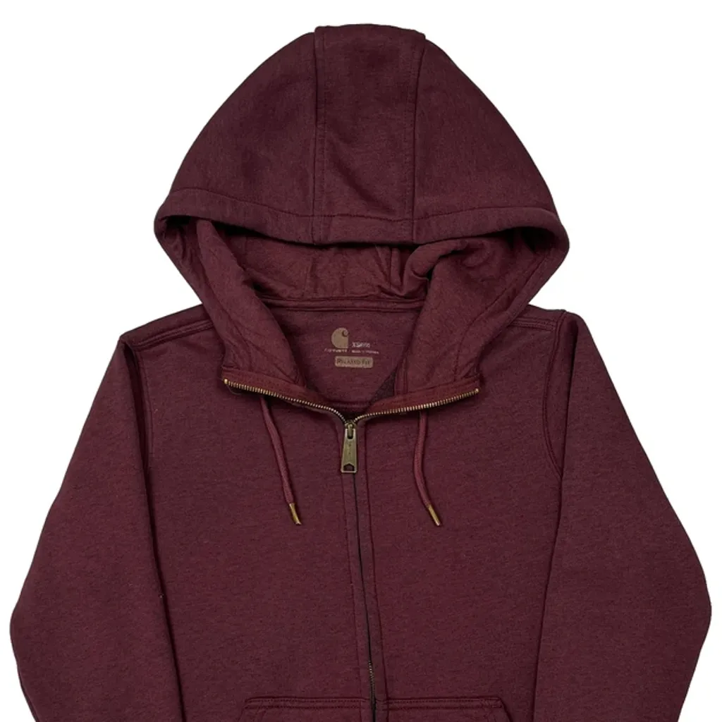 Carhartt Hoodie - XS Burgundy Cotton Blend - Image 5