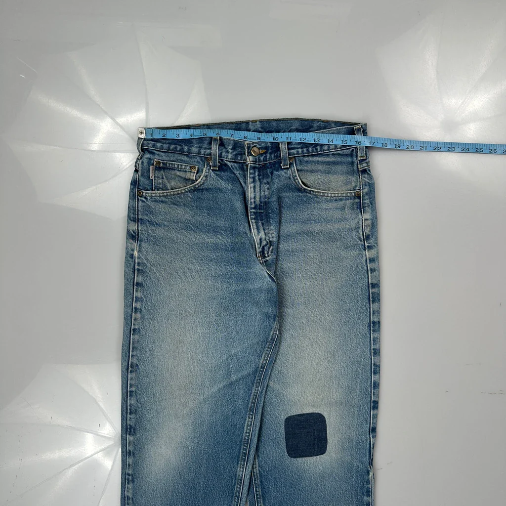 Carhartt Repaired Patch Jeans - 33W 30L Blue Cotton - Image 3
