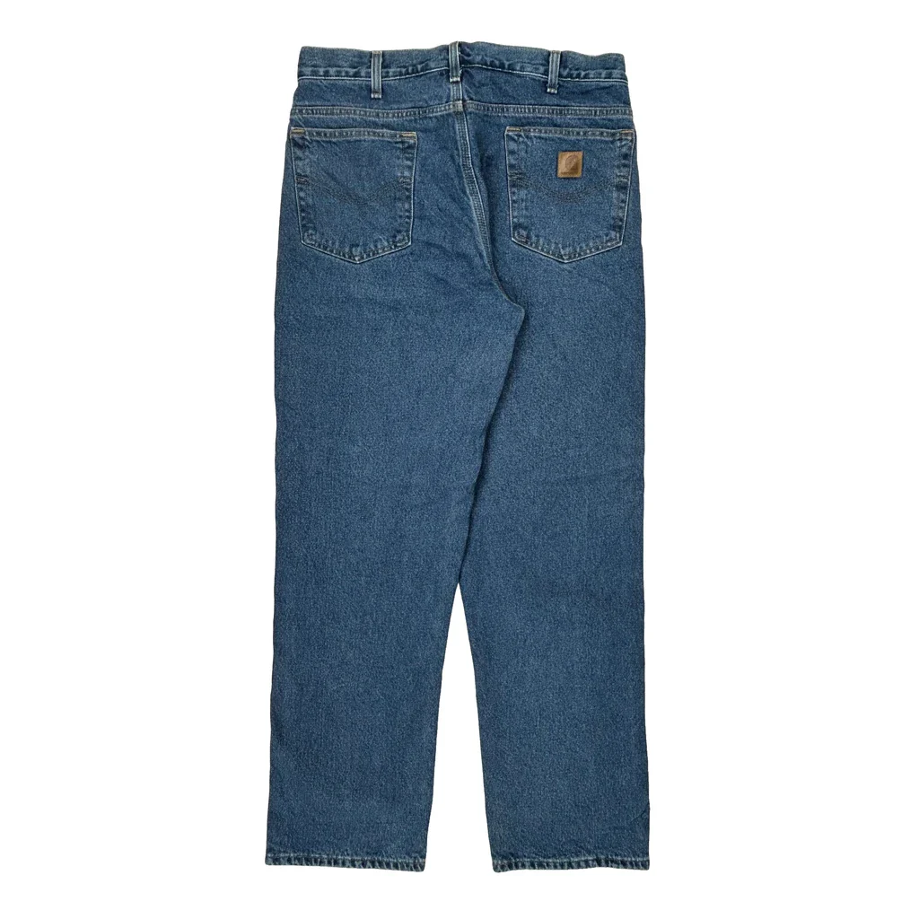 Carhartt Tartan Blanket Lined Jeans - 33W 32L Blue Cotton