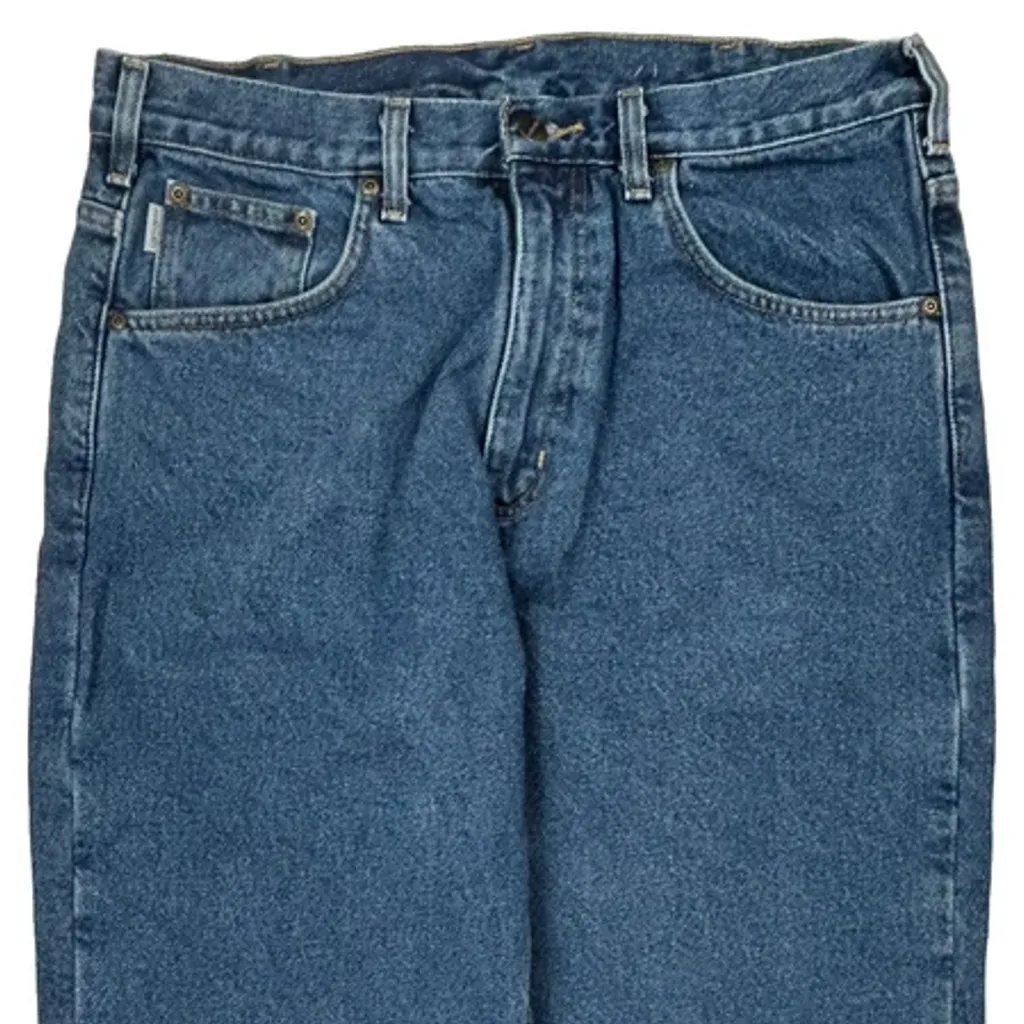 Carhartt Tartan Blanket Lined Jeans - 33W 32L Blue Cotton - Image 10