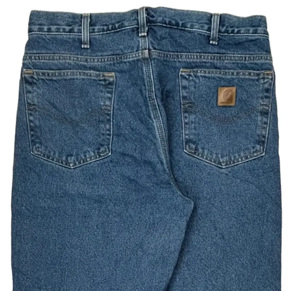 Carhartt Tartan Blanket Lined Jeans - 33W 32L Blue Cotton - Image 8