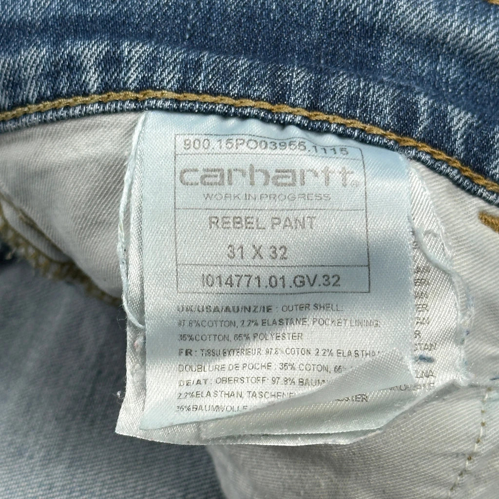 Carhartt Slim Fit Jeans - 31W 32L Light Wash Cotton - Image 6
