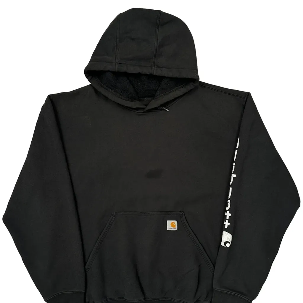 Carhartt Logo On Pocket Carhartt Hoodie - 2XL Black Cotton - Image 5