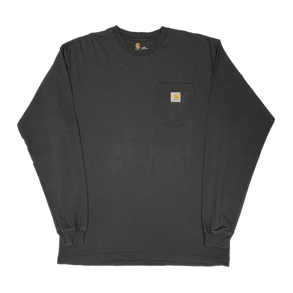 Carhartt Tall Long Sleeve T-Shirt - Large Black Cotton