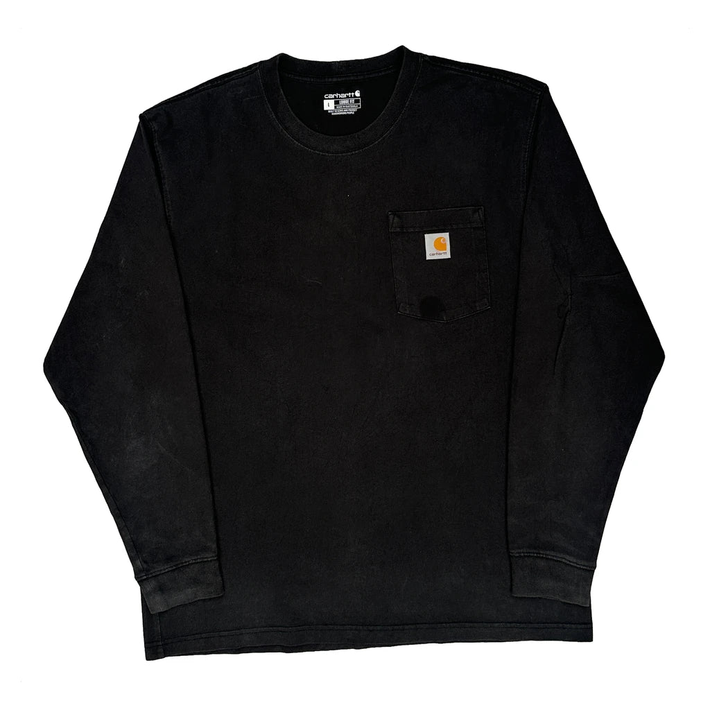 Carhartt Long Sleeve T-Shirt - Large Black Cotton