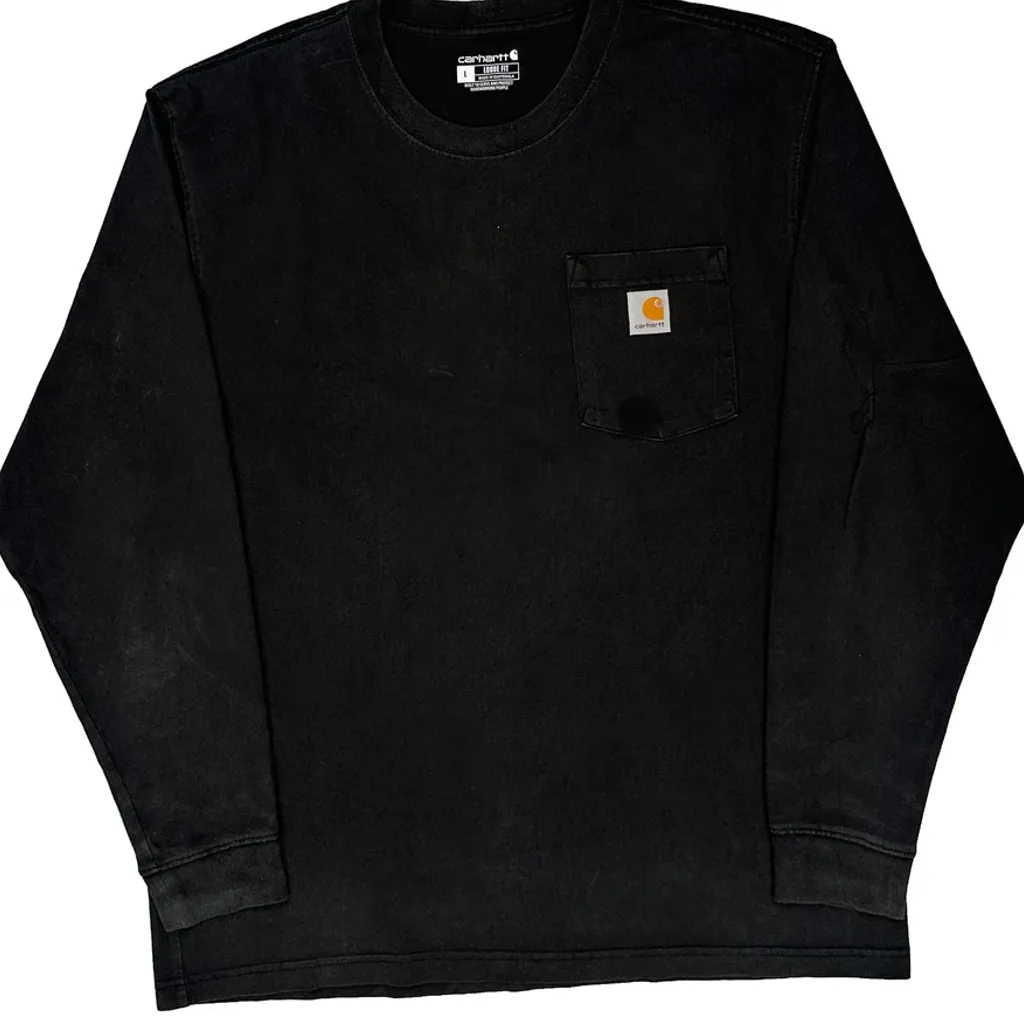 Carhartt Long Sleeve T-Shirt - Large Black Cotton - Image 5