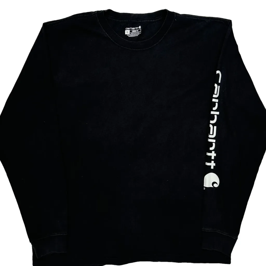 Carhartt Spellout Long Sleeve T-Shirt - Large Black Cotton - Image 4