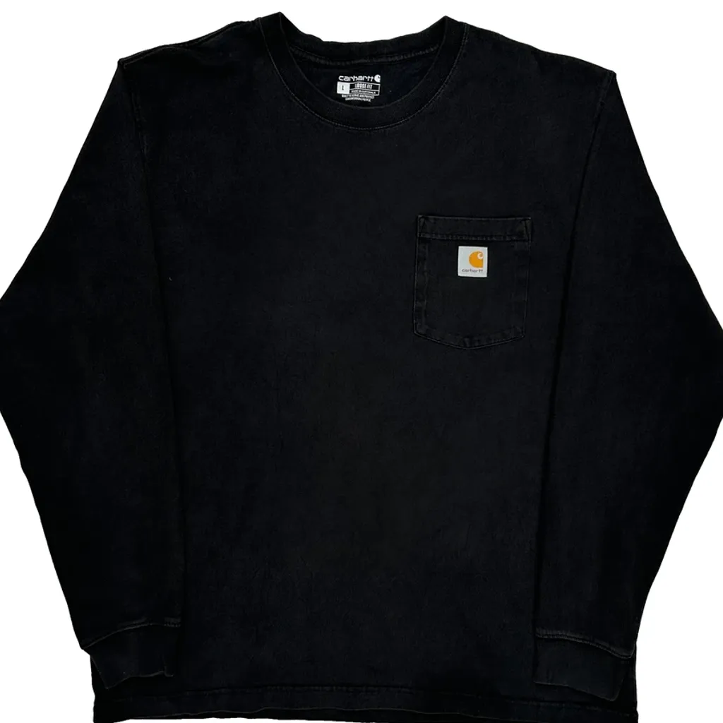Carhartt Long Sleeve T-Shirt - Large Black Cotton - Image 5