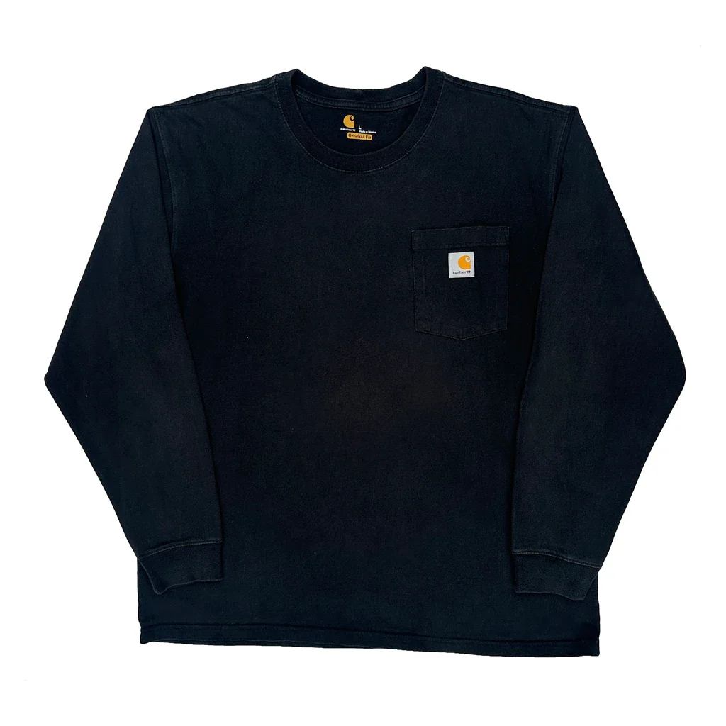 Carhartt Long Sleeve T-Shirt - Large Black Cotton