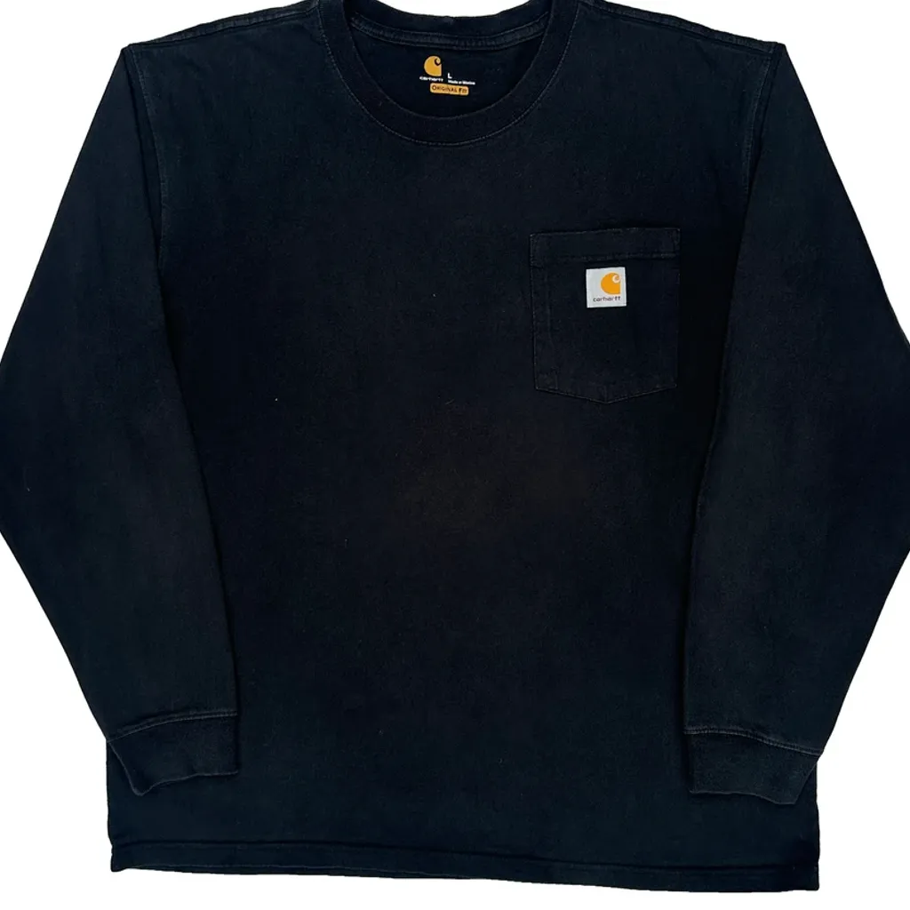 Carhartt Long Sleeve T-Shirt - Large Black Cotton - Image 4
