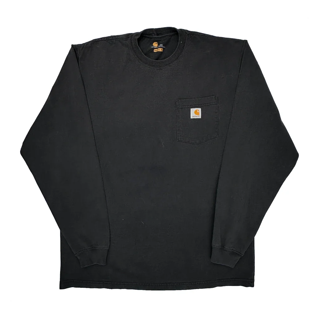 Carhartt Tall Long Sleeve T-Shirt - Large Black Cotton