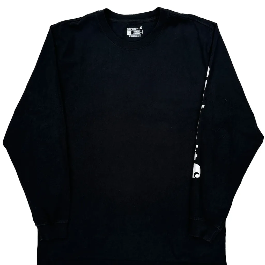 Carhartt Long Sleeve T-Shirt - Large Black Cotton - Image 4